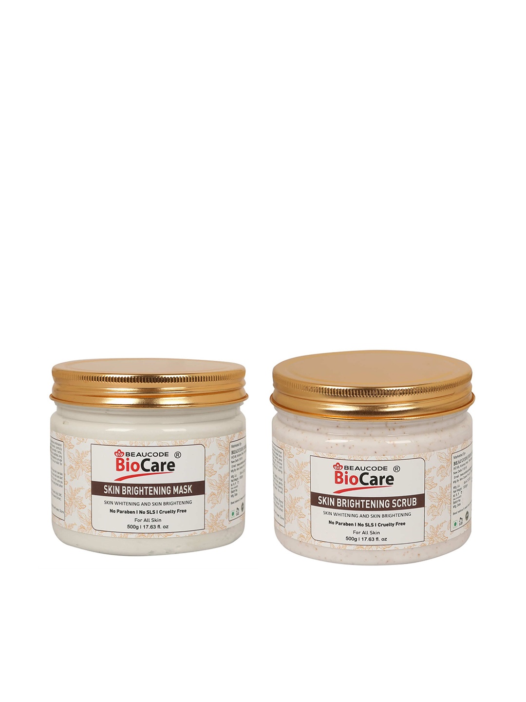 

BEAUCODE BIOCARE Set of Skin Brightening Scrub & Mask for All Skin Types - 500g each, Beige