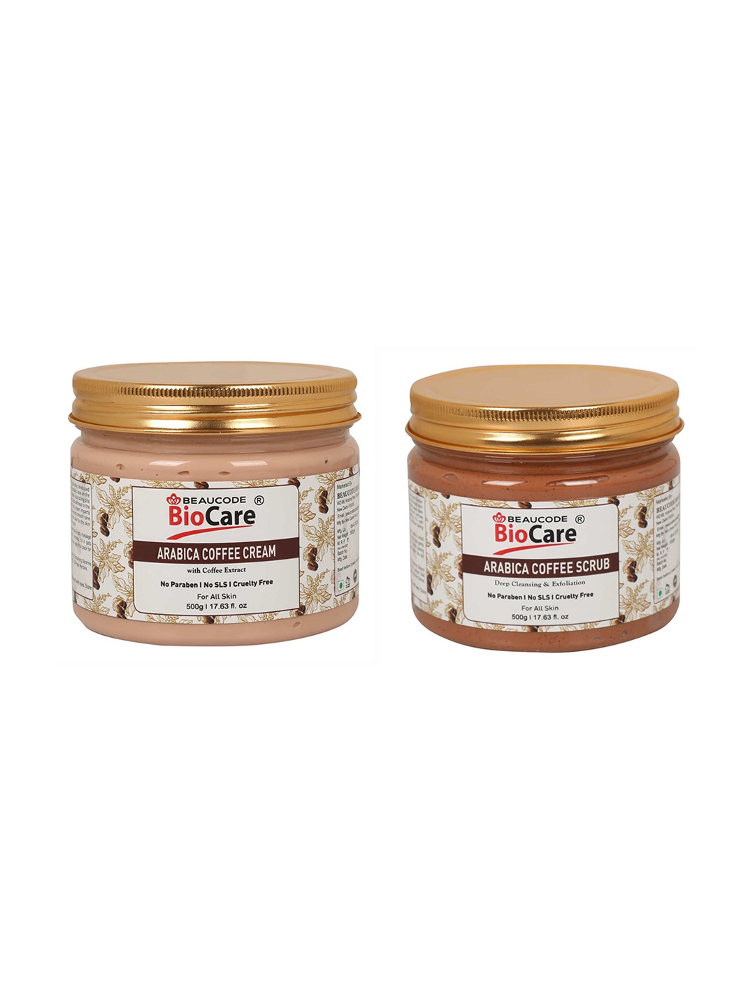 

BEAUCODE BIOCARE Unisex Pack Of 2 offee Face and Body Cream and Scrub Facial Kit, Na