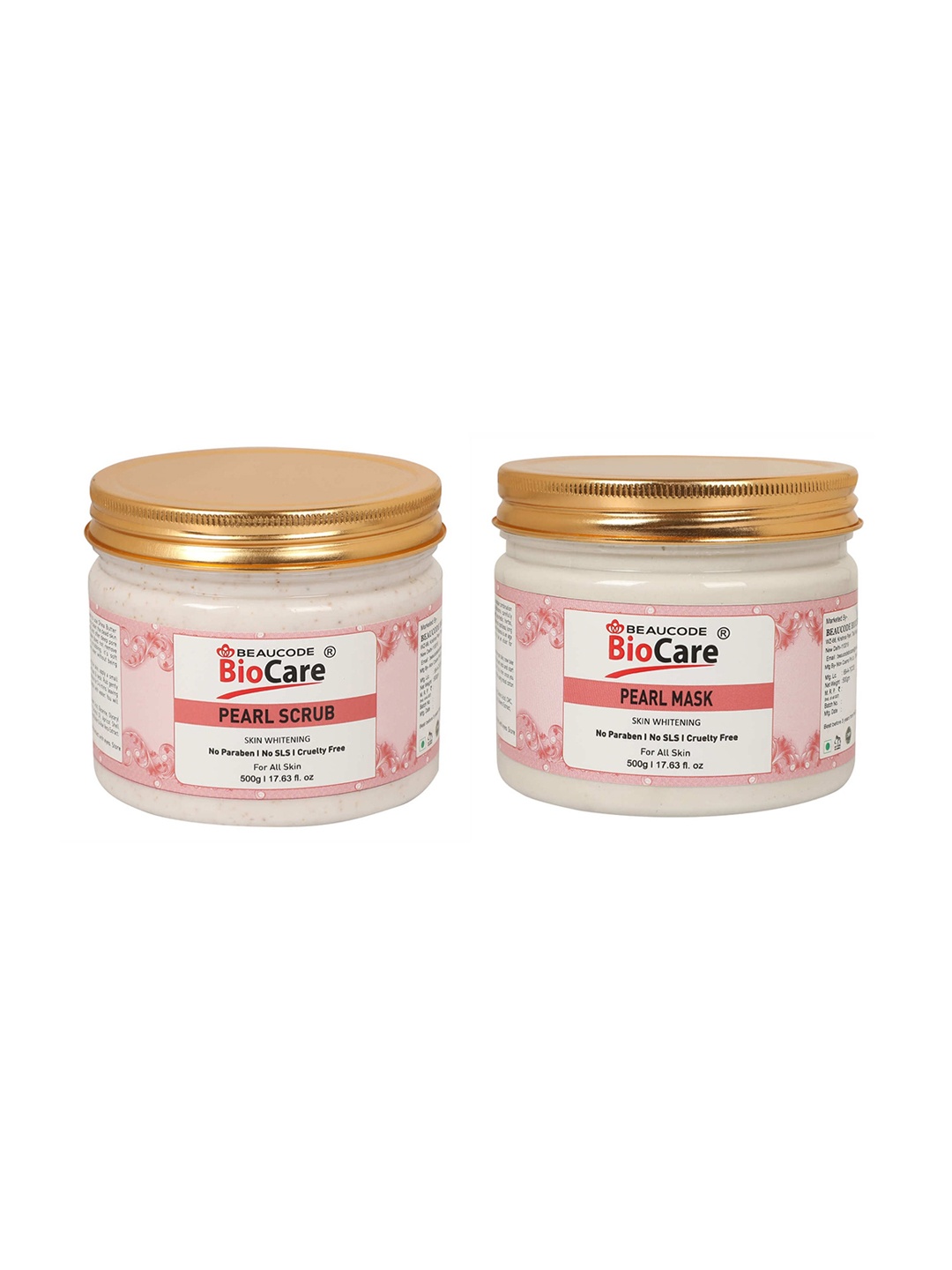 

BEAUCODE BIOCARE Unisex Pack Of 2 Pearl Face and Body Scrub and Mask Facial Kit, Na