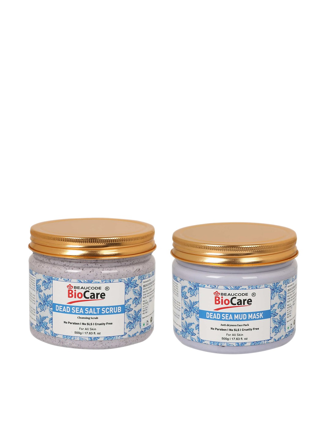 

BEAUCODE BIOCARE Set of Dead Sea Scrub & Mask - 500g each, Blue