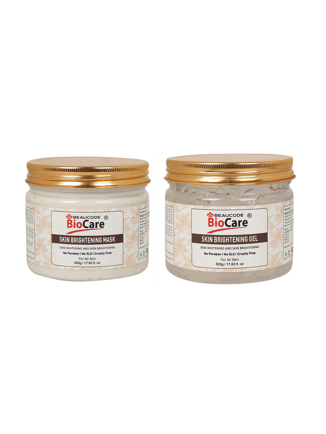 

BEAUCODE BIOCARE Set of Skin Brightening Mask & Gel for All Skin Types - 500g each, White