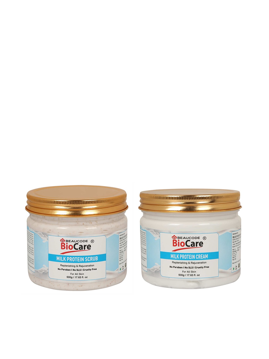 

BEAUCODE BIOCARE Unisex Pack Of 2 Milk Protein Face and Body Scrub and Cream 500g, Na