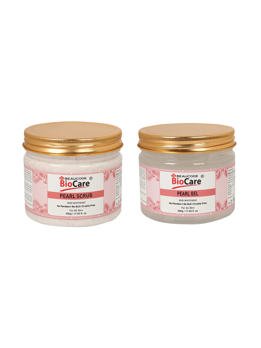 

BEAUCODE BIOCARE Adults Set of 2 Pearl Facial Gel & Scrub for All Skin Types - 500g each, Pink