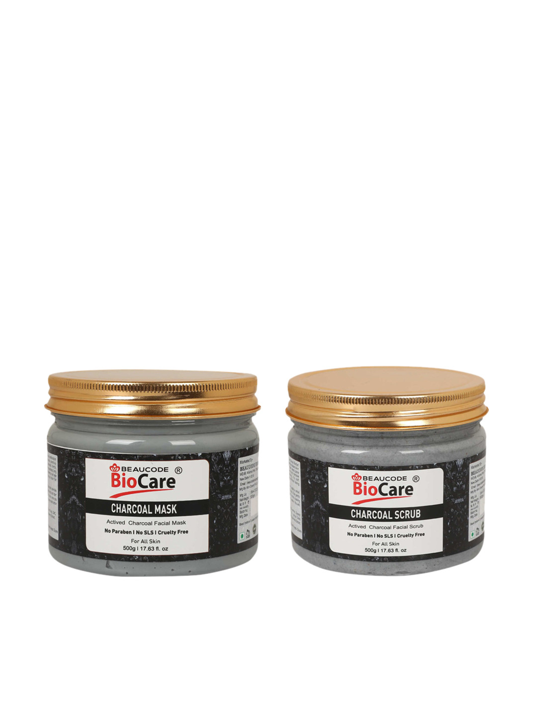 

BEAUCODE BIOCARE Set of Charcoal Mask & Scrub for All Skin Types - 500g each
