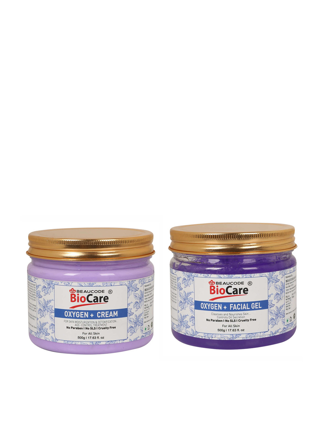 

BEAUCODE BIOCARE Set of Oxygen+ Facial Gel & Cream for All Skin Types - 500g each, Purple