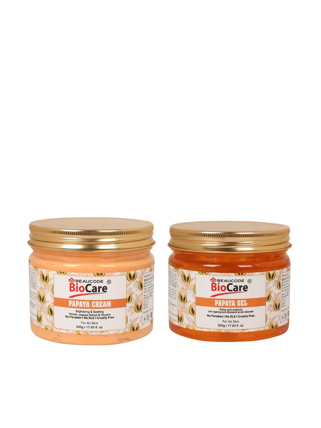 

BEAUCODE BIOCARE Unisex Pack of 2 Papaya Face Cream & Gel - 500 g each, Beige