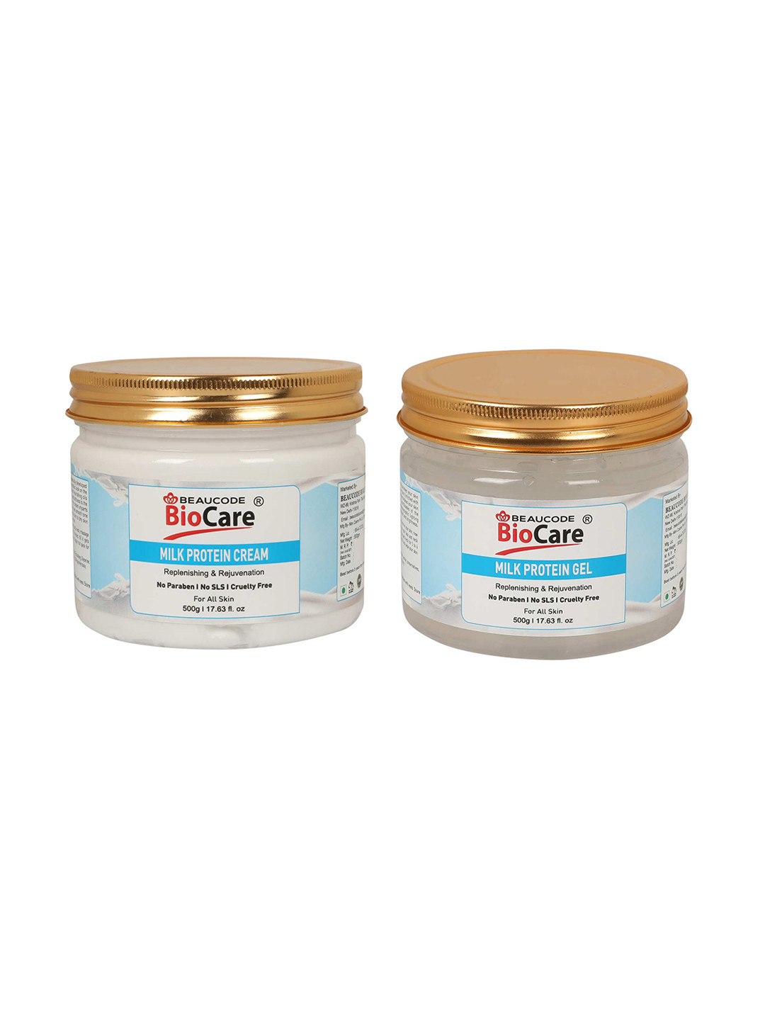 

BEAUCODE BIOCARE Set of Milk Protein Face and Body Gel & Cream - 500 g Each, Blue