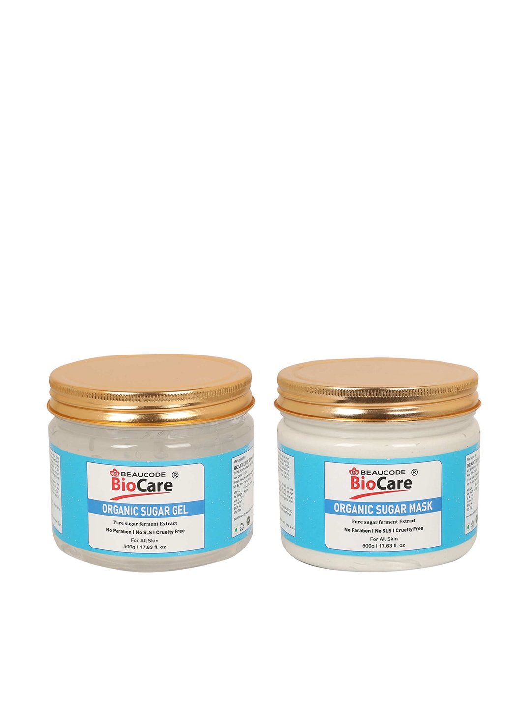 

BEAUCODE BIOCARE Set of Sugar Face Mask & Gel - 500 g each, Blue