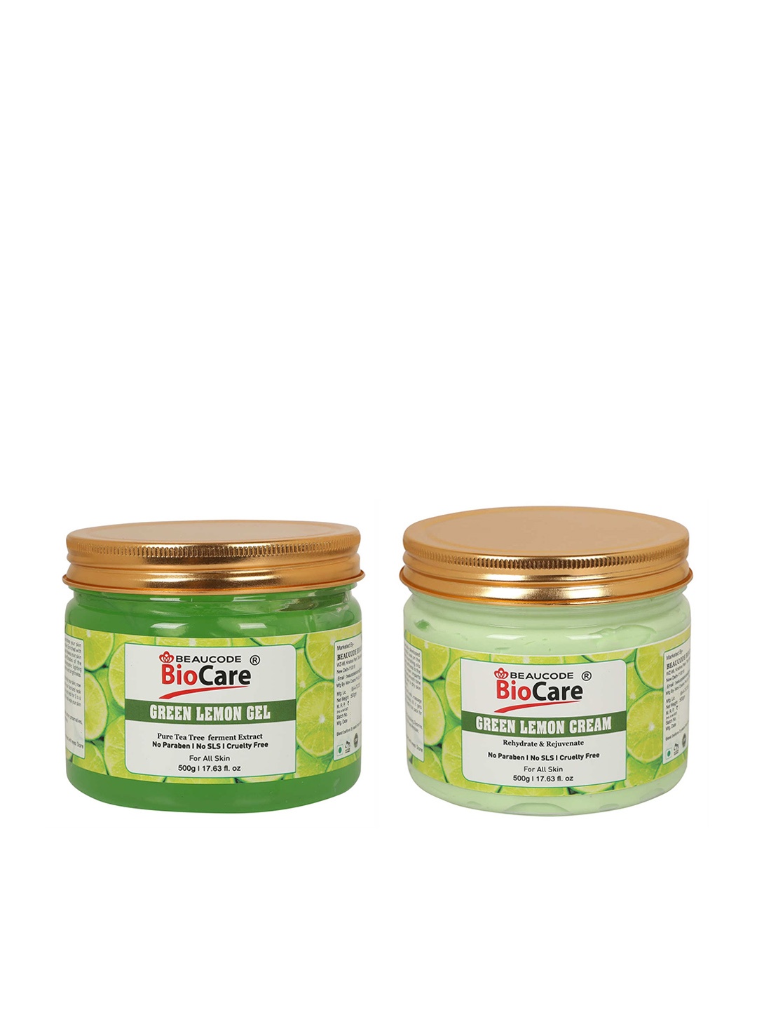 

BEAUCODE BIOCARE Unisex Pack of 2 Green Lemon Gel & Face Cream - 500 g Each