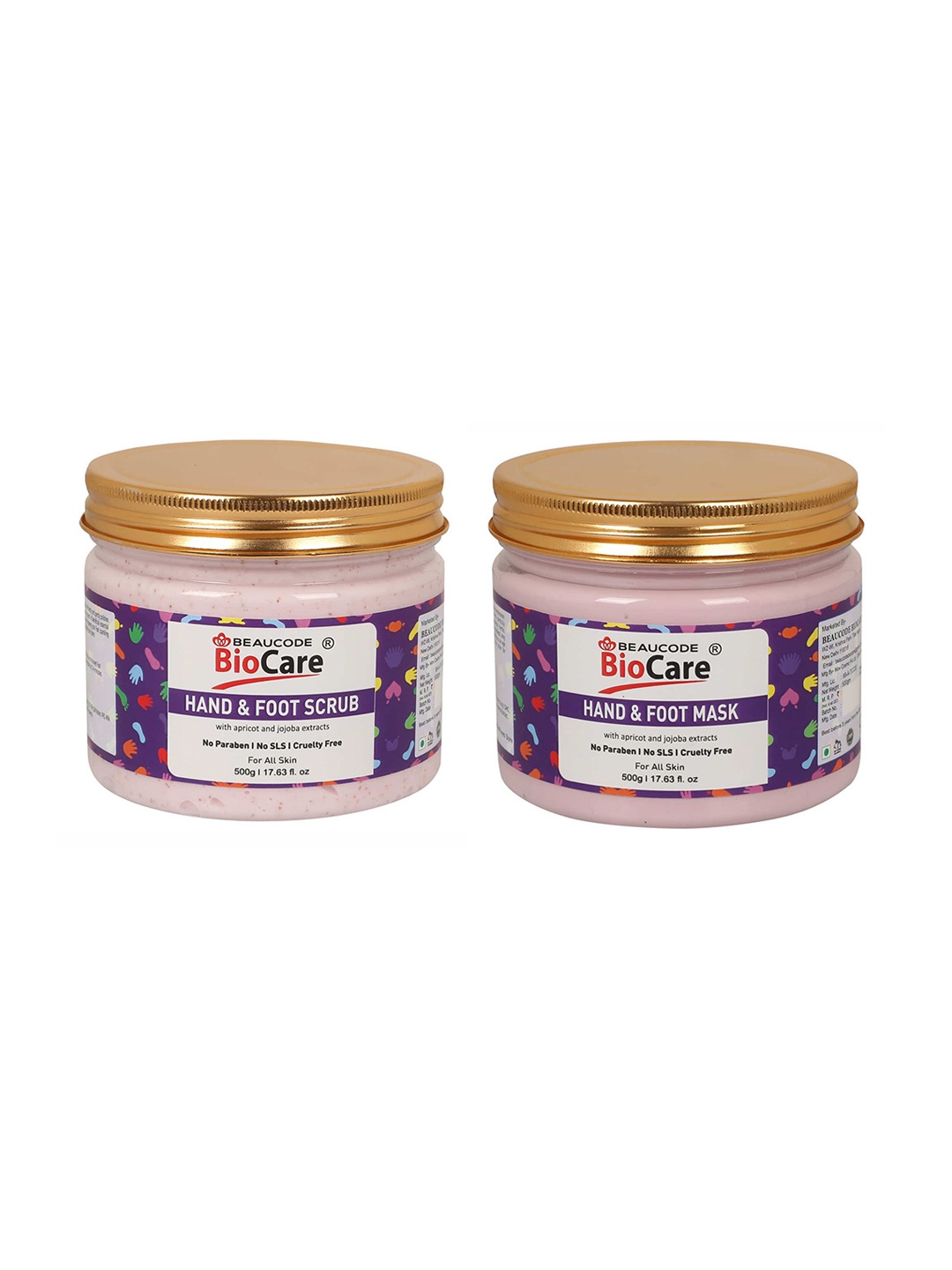 

BEAUCODE BIOCARE Set of Hand & Foot Scrub & Mask - 500 g Each, Pink