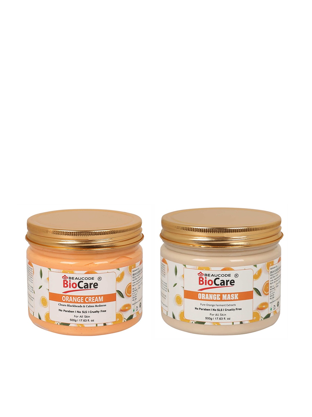 

BEAUCODE BIOCARE Set of 2 Orange Face & Body Mask & Cream - 500 g each, Beige