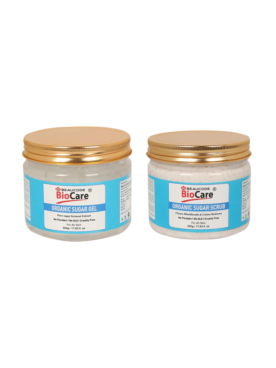 

BEAUCODE BIOCARE White Set Of 2 Organic Sugar Gel & Scrub - 500 g Each