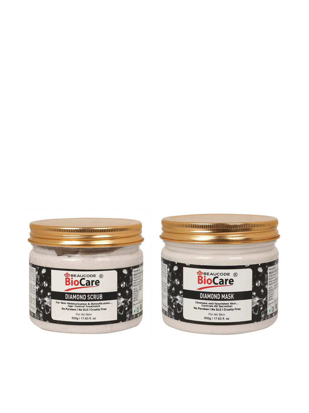 

BEAUCODE BIOCARE Set of Diamond Face Mask & Scrub for All Skin Types - 500g each, Black