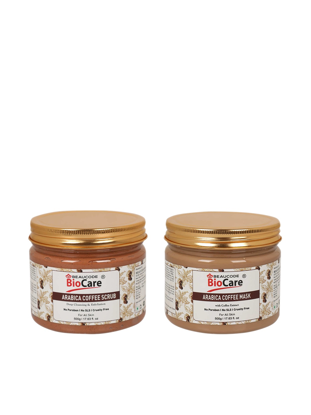 

BEAUCODE BIOCARE Pack Of 2 Arabica Coffee Face and Body Mask and Scrub 500g, Na
