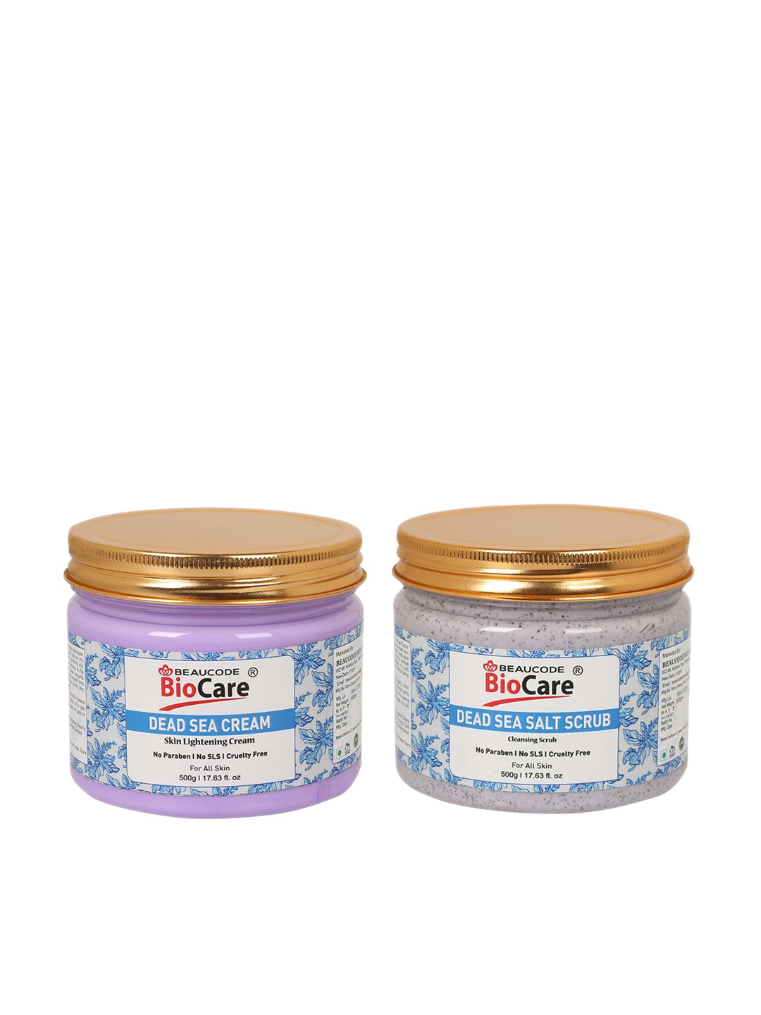 

BEAUCODE BIOCARE Adults Cream, Blue Pack Of 2 Dead Sea Face and Body Scrub and Cream 500g