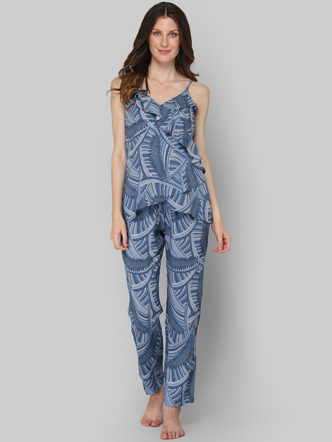 

DRAPE IN VOGUE Women Blue Printed Night suit