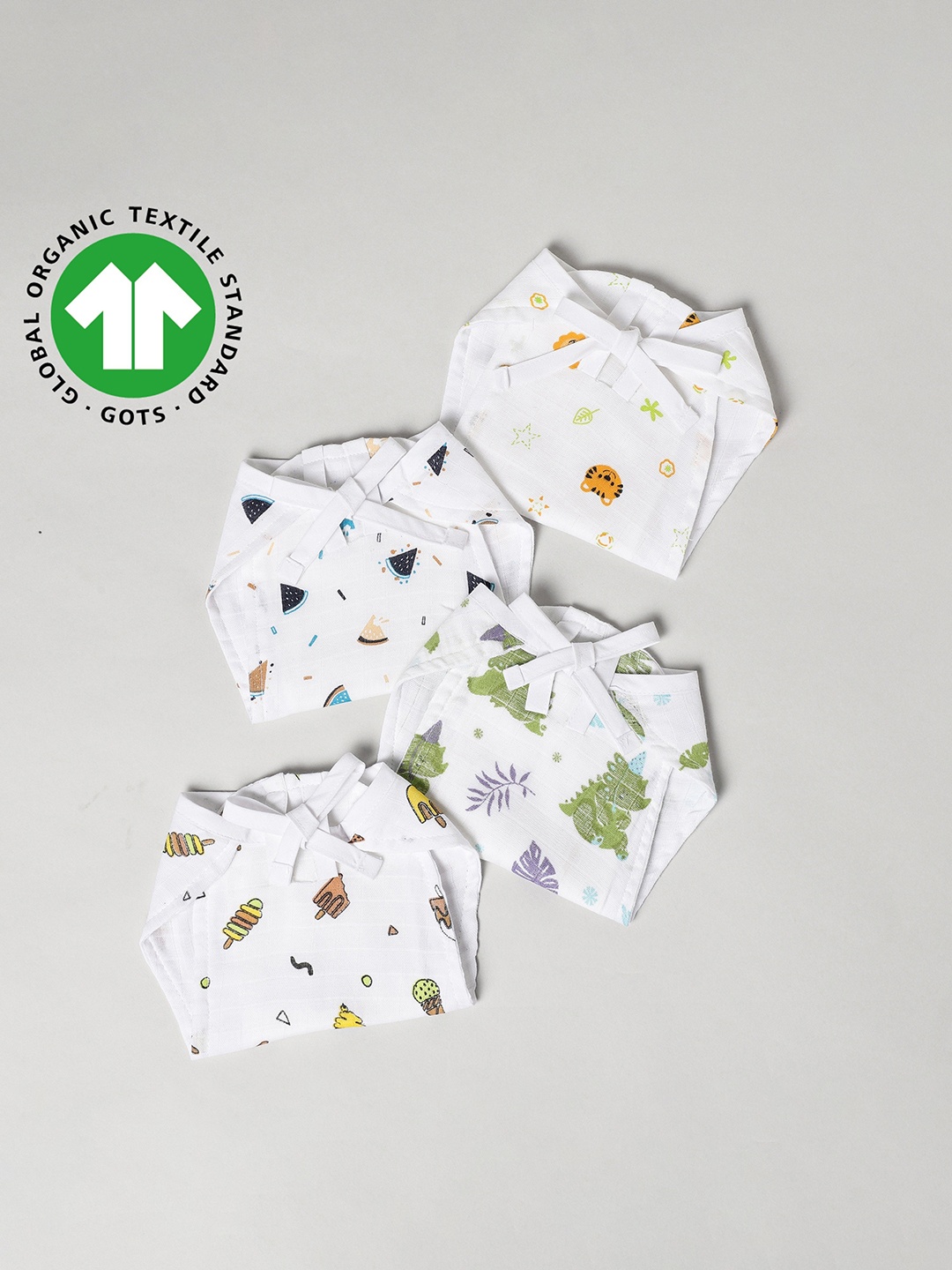 

The Boo Boo Club Set Of 4 Extra Sustainable Soft Organic Cotton Muslin Nappies for Baby, White