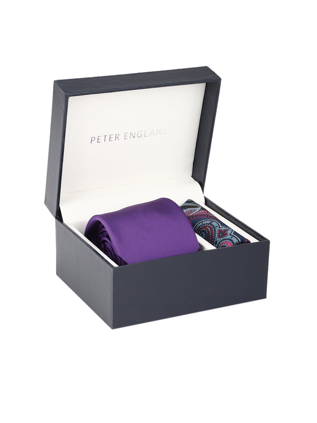 

Peter England Men Purple Printed Tie and Pocket Square Set