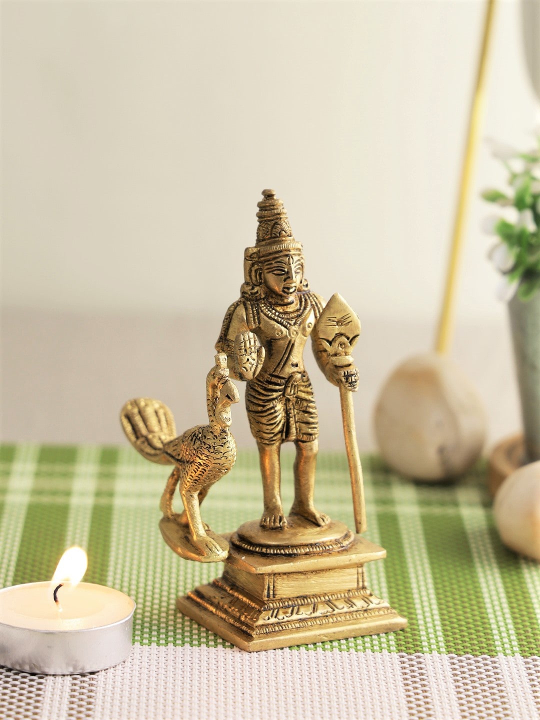 

CraftVatika Gold-Colored Lord Murugan Kartikeya Karthikeya Swamy Idol Showpieces