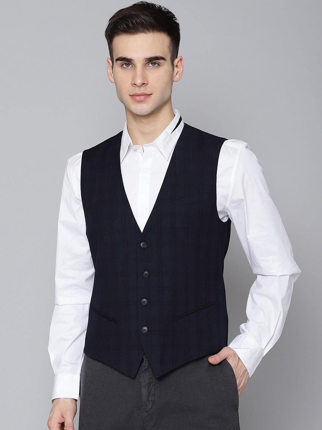 

Antony Morato Men Blue Solid Waistcoat