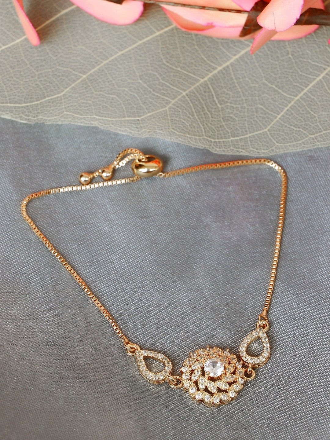 

Crunchy Fashion Women Gold-Toned & White Enamelled Gold-Plated Charm Bracelet