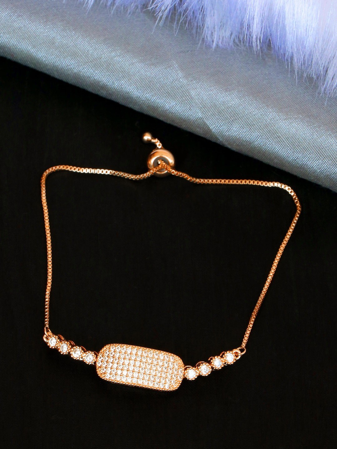 

Crunchy Fashion Women Rose Gold Crystals Enamelled Rose Gold-Plated Armlet Bracelet