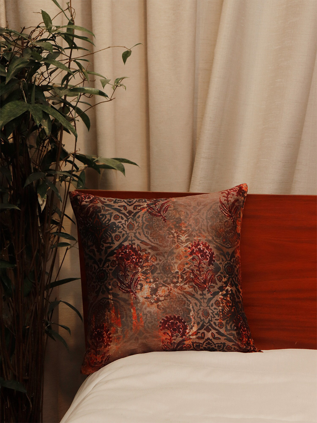 

ZEBA Red & Brown Abstract Square Cushion Covers