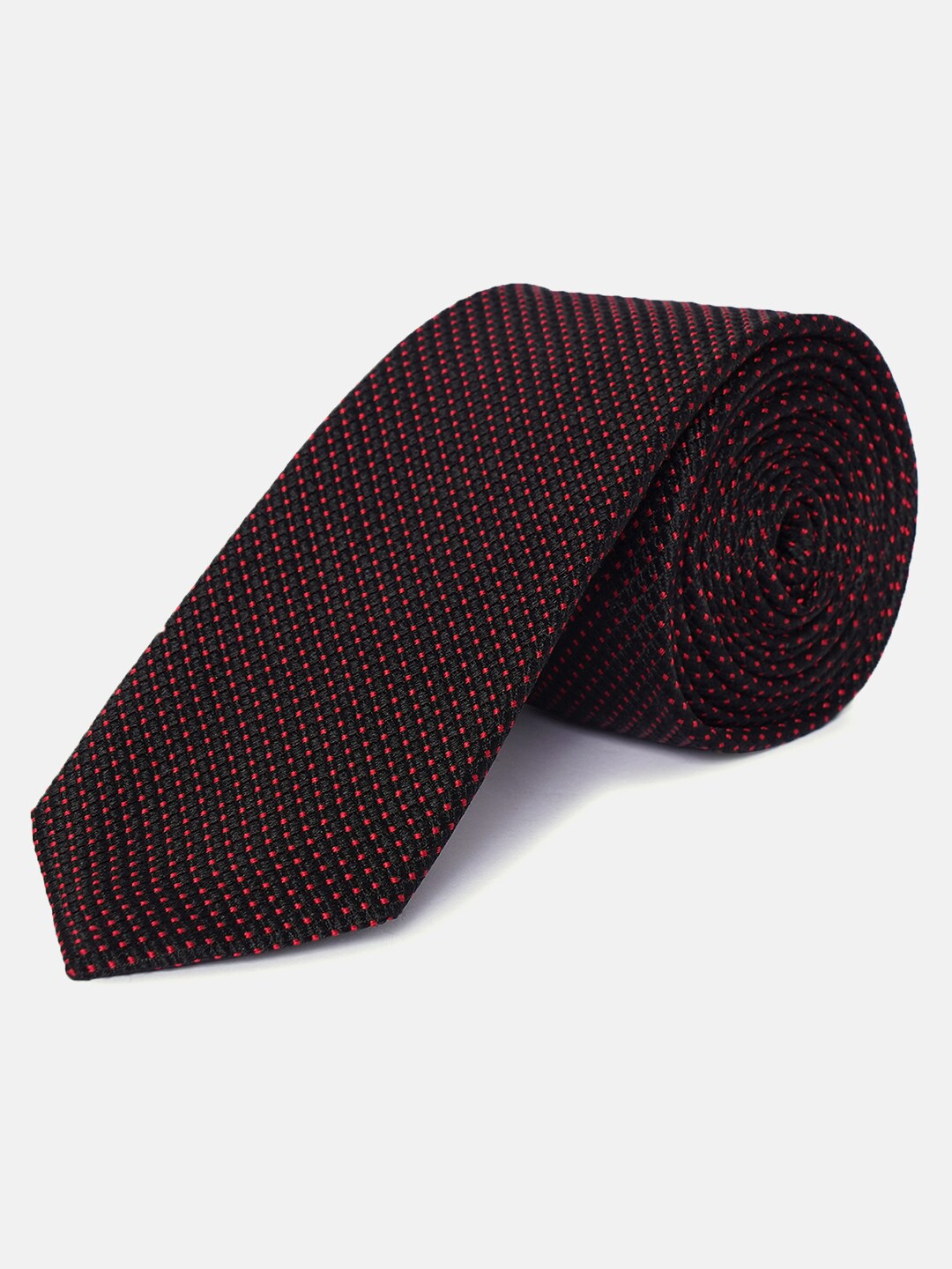 

Antony Morato Men Black & Red Woven Design Skinny Tie