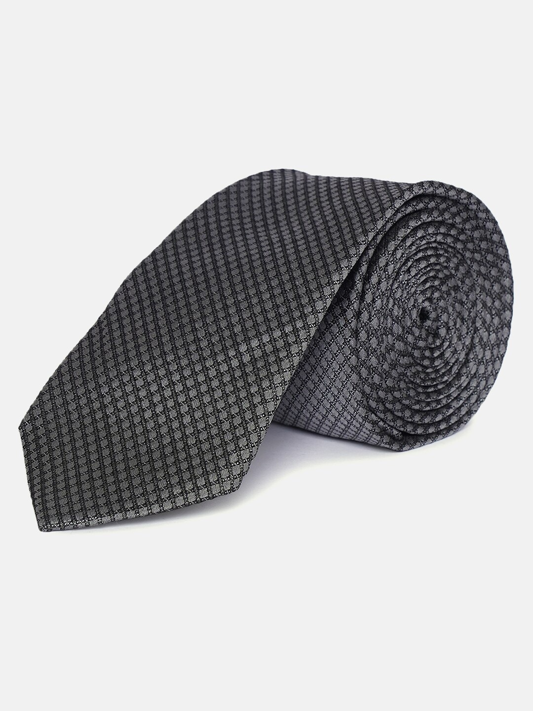 

Antony Morato Men Blue & Grey Printed Pure Silk Skinny Tie