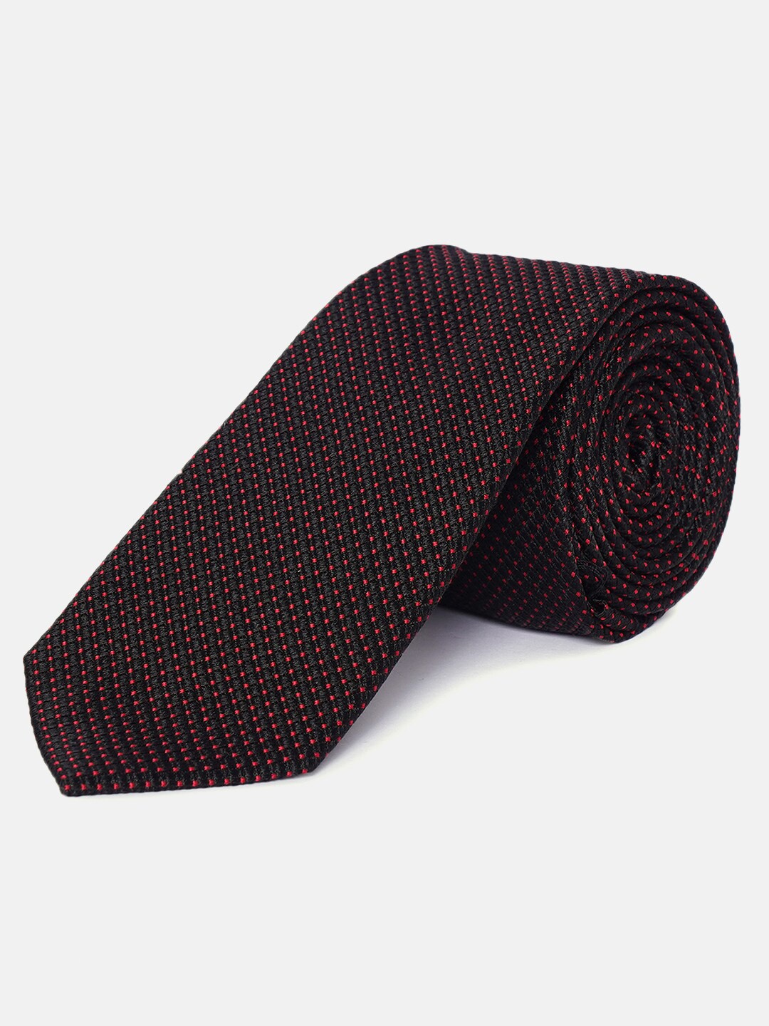 

Antony Morato Men Black & Red Woven Design Skinny Tie