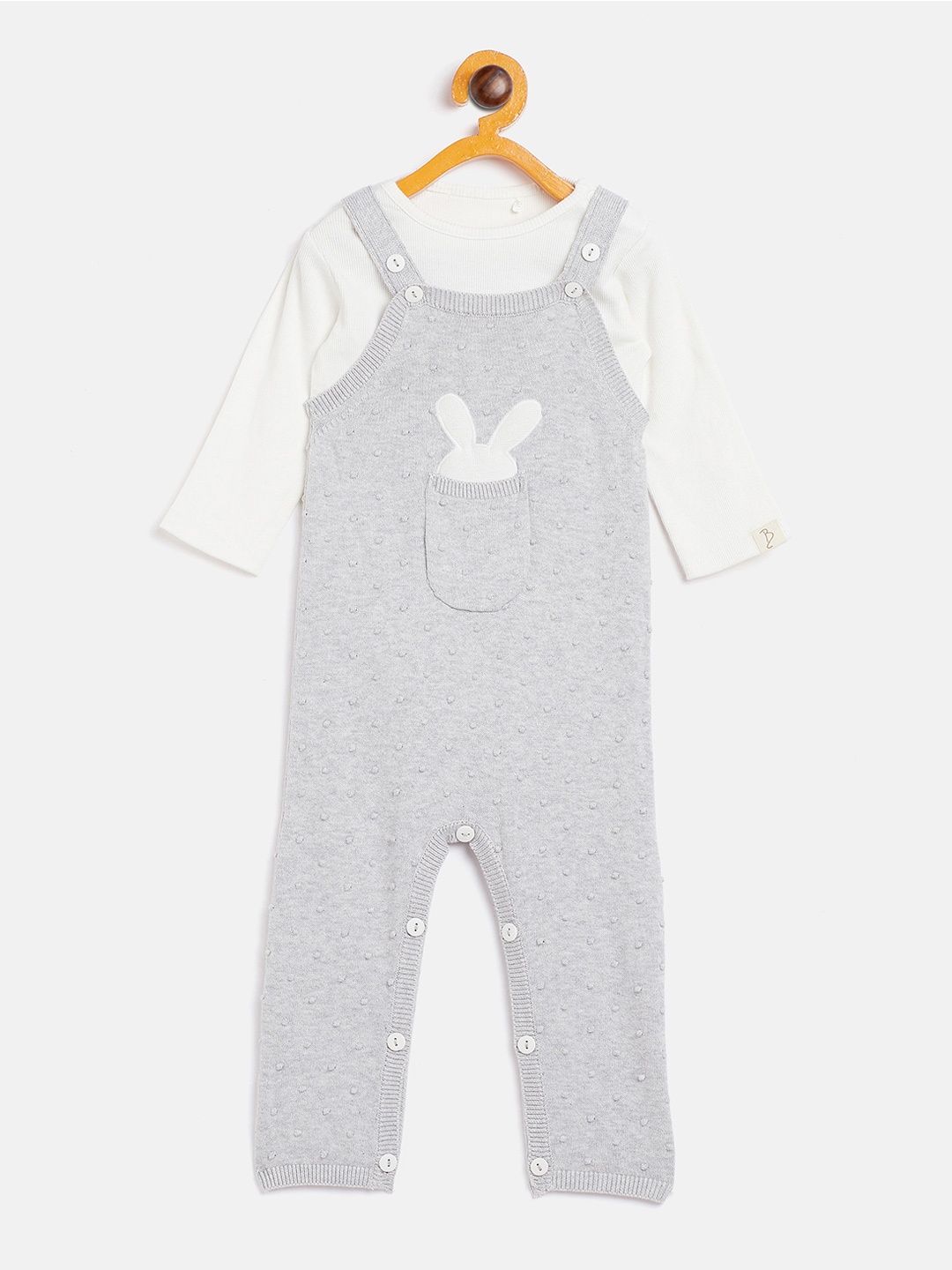 

JWAAQ Infant Kids Grey & White Solid Winter Rompers