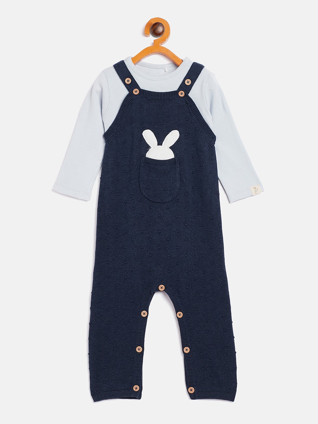 

JWAAQ Kids Navy Blue Solid Winter Rompers