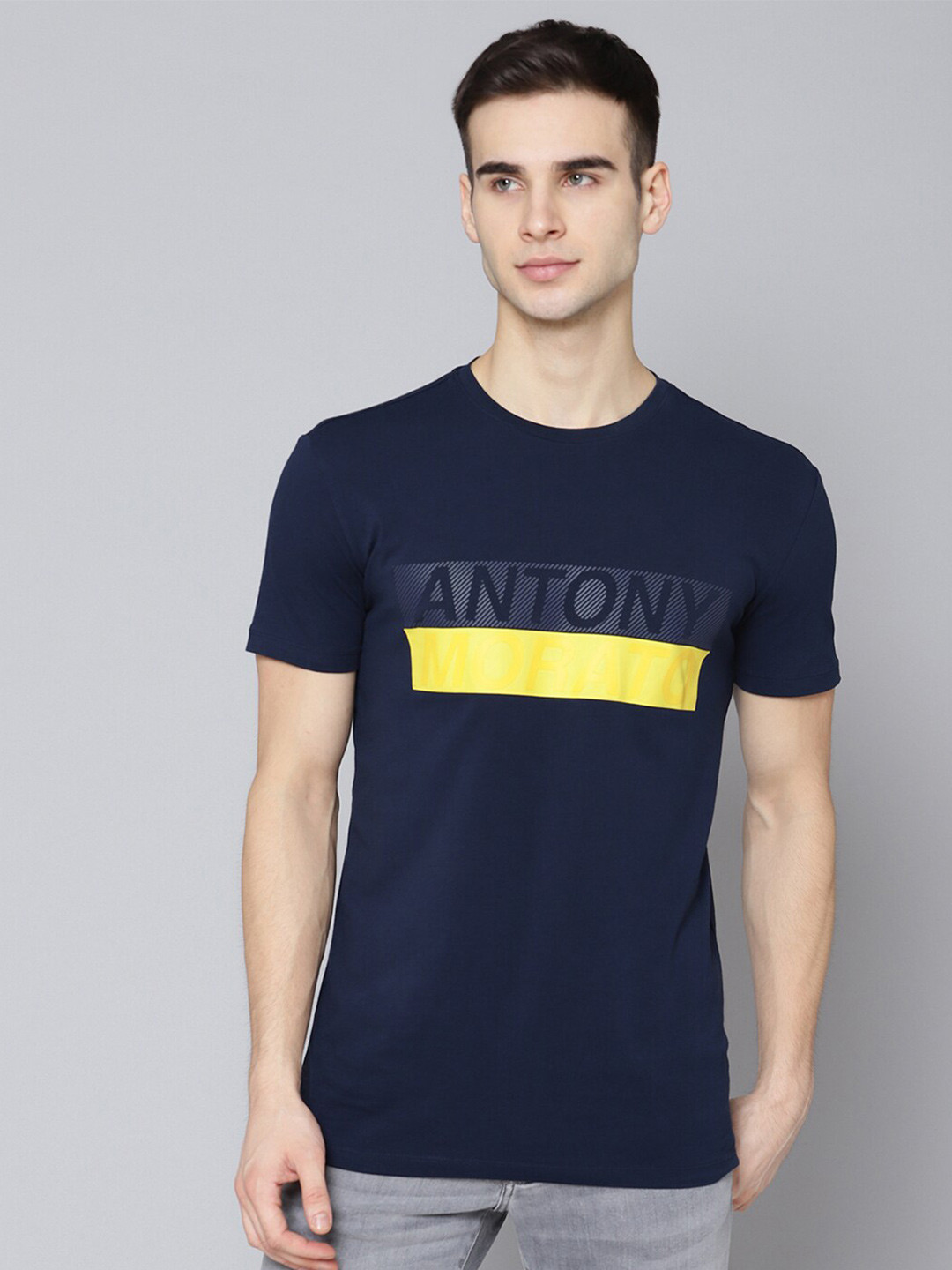 

Antony Morato Men Blue Typography Printed Slim Fit T-shirt