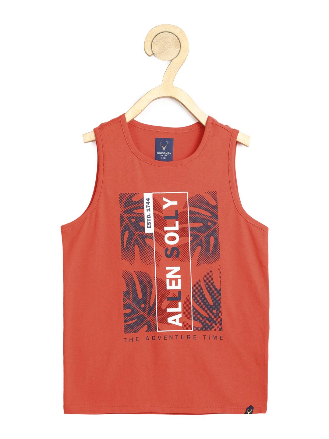 

Allen Solly Junior Boys Red & Black Typography Printed Pure Cotton T-shirt