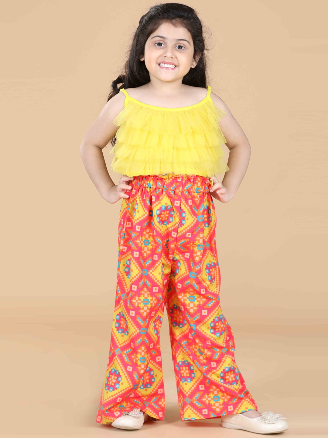 

ADIVA Girls Yellow & Red Top with Palazzos