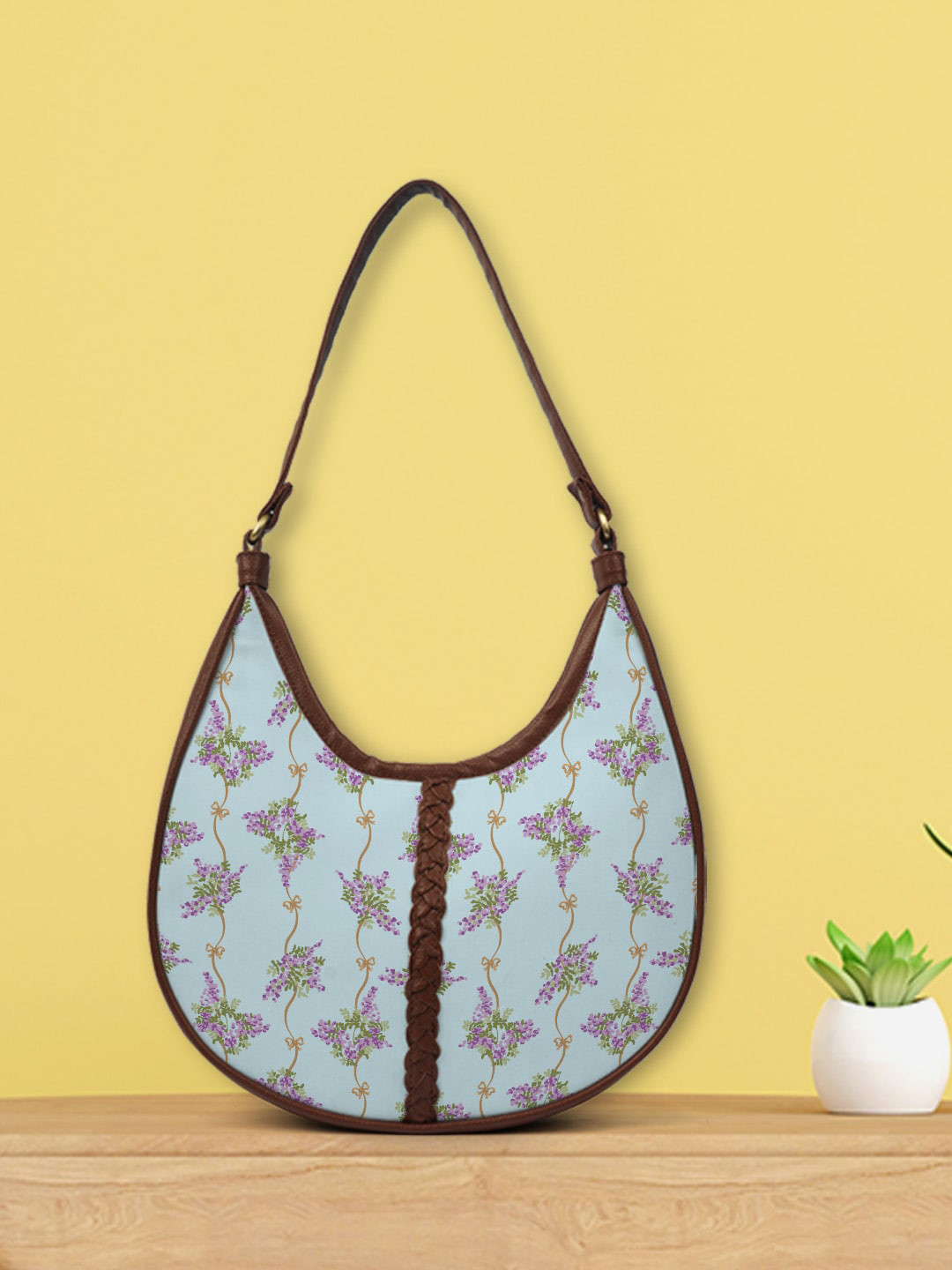 

Crazy Corner Women Blue Floral Printed Half Moon Hobo Bag