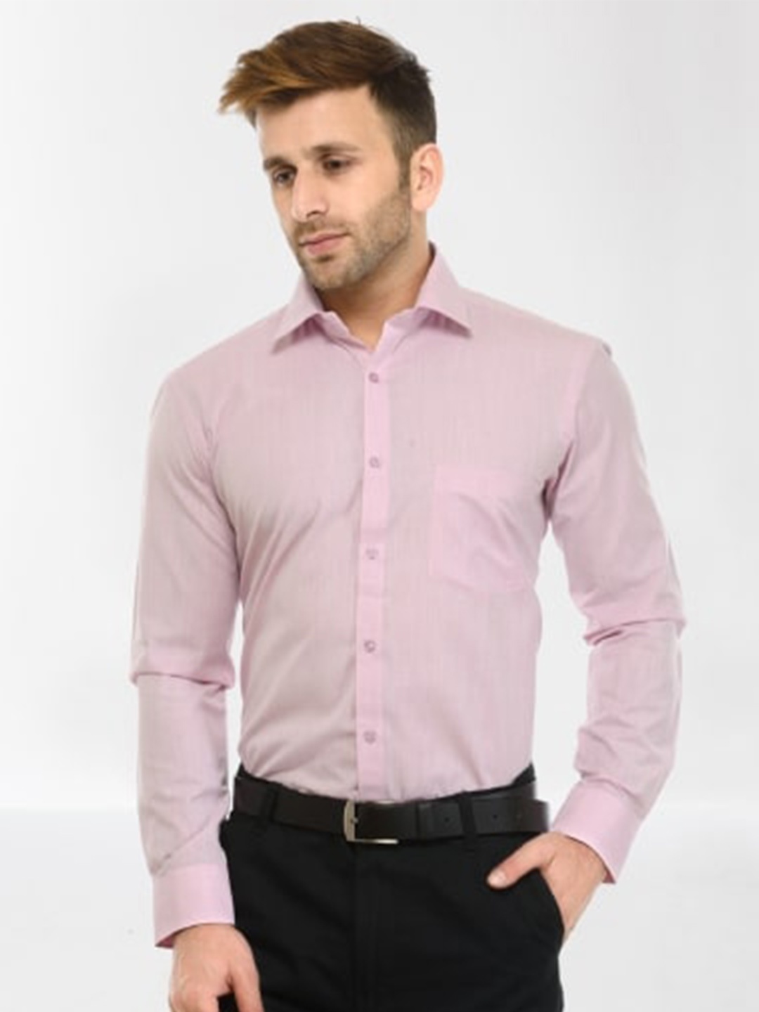 

RG DESIGNERS Men's Pink Cotton Slim Fit Formal Shirt
