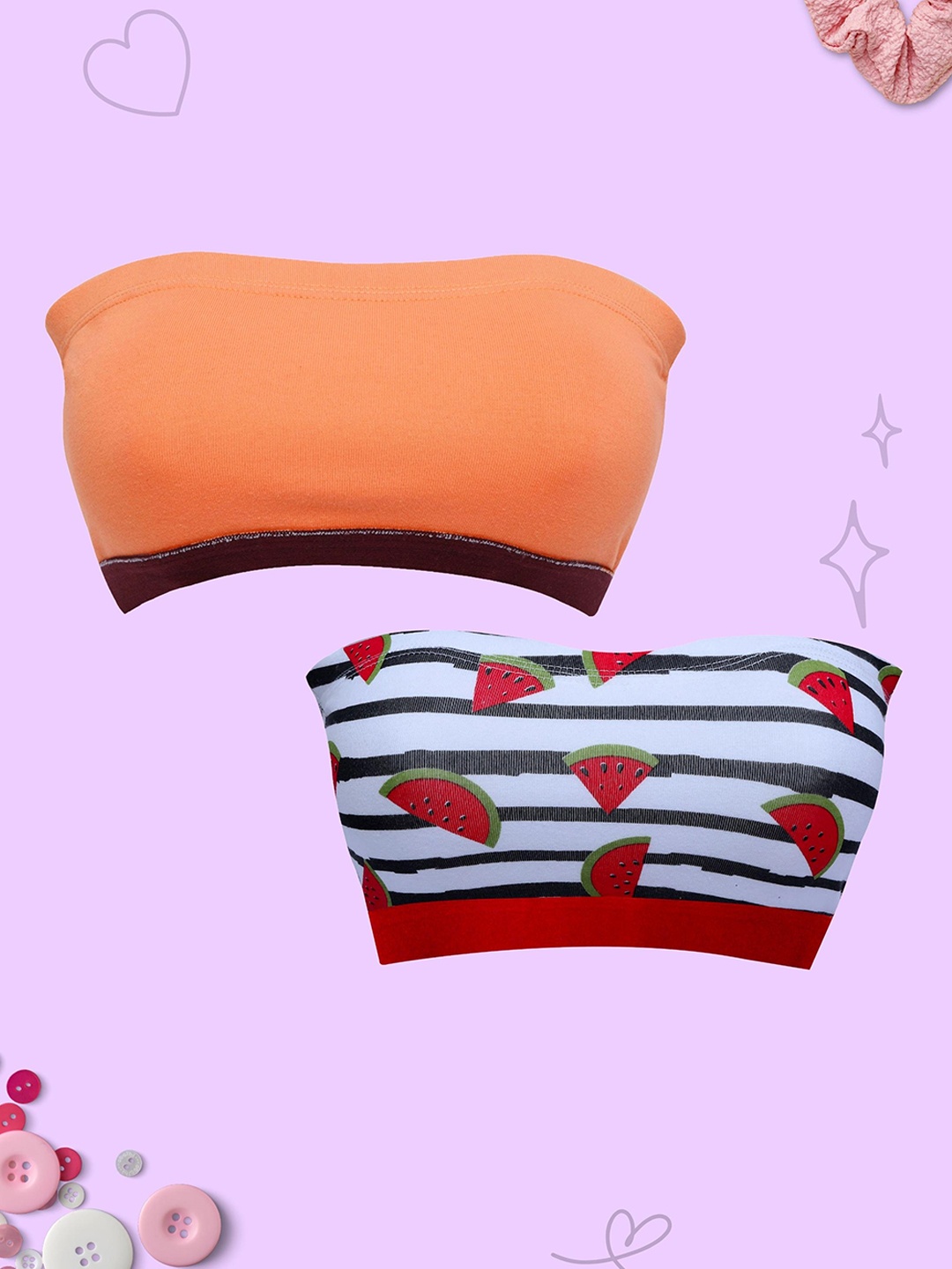 

DChica Orange & White Set Of 2 Non Padded Strapless Bra