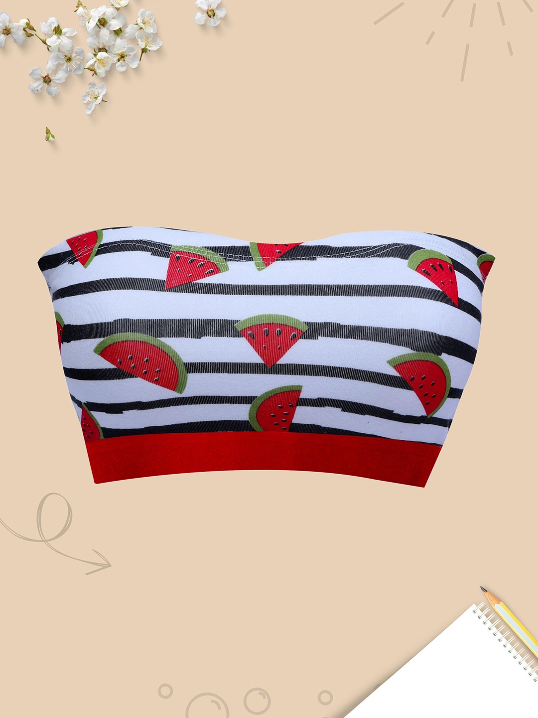 

DChica Girls White & Red Strapeless Bra