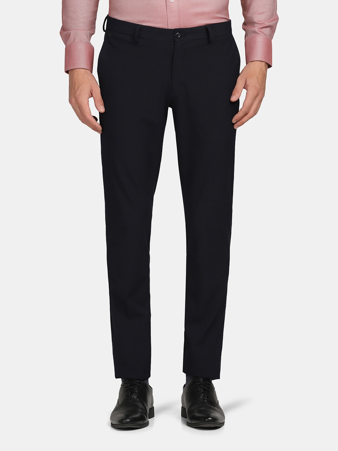 

Blackberrys Men Navy Blue Skinny Fit Low-Rise Trousers