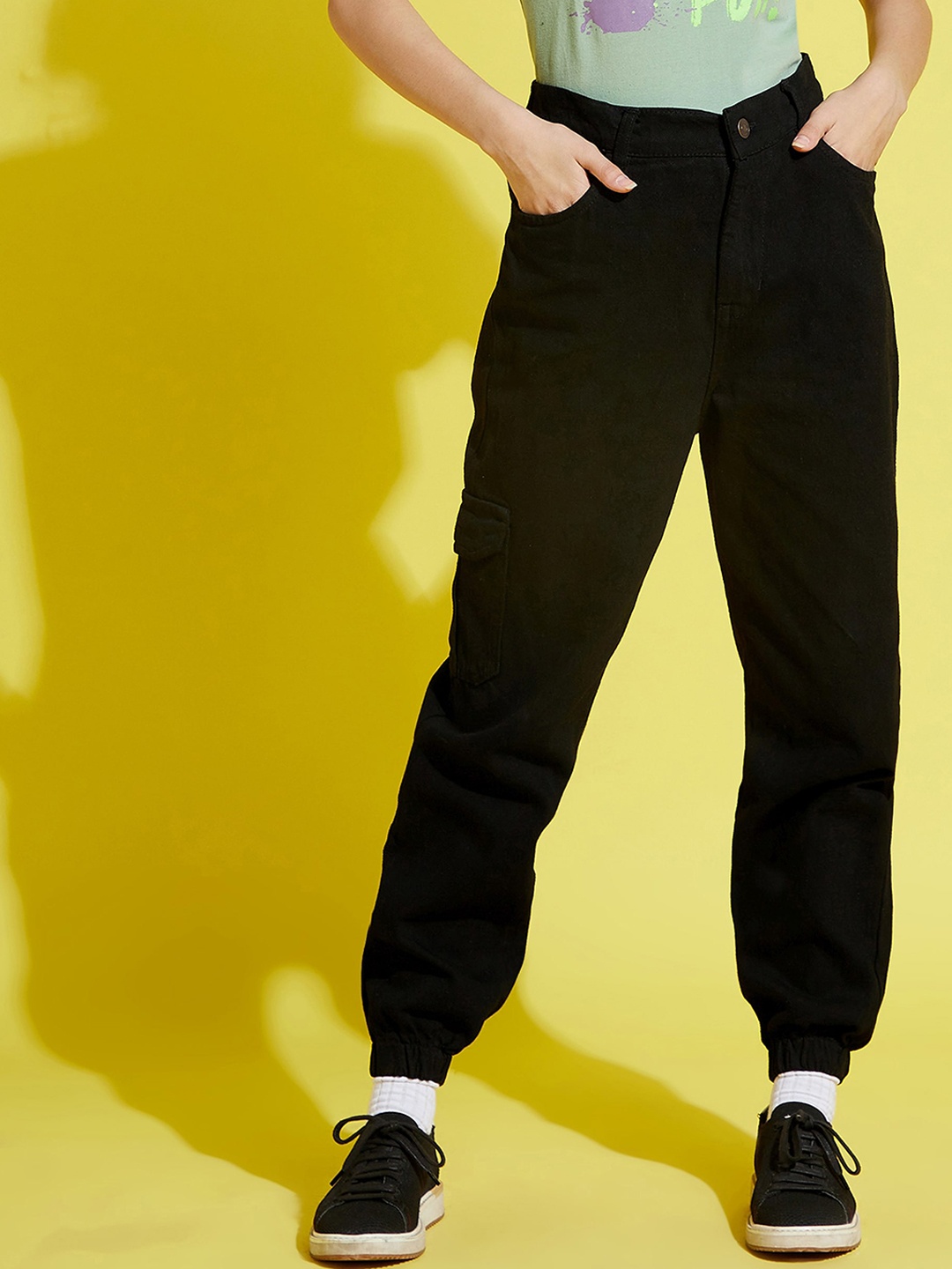 

Noh Voh - SASSAFRAS Kids Girls Black Comfort Jogger Jeans