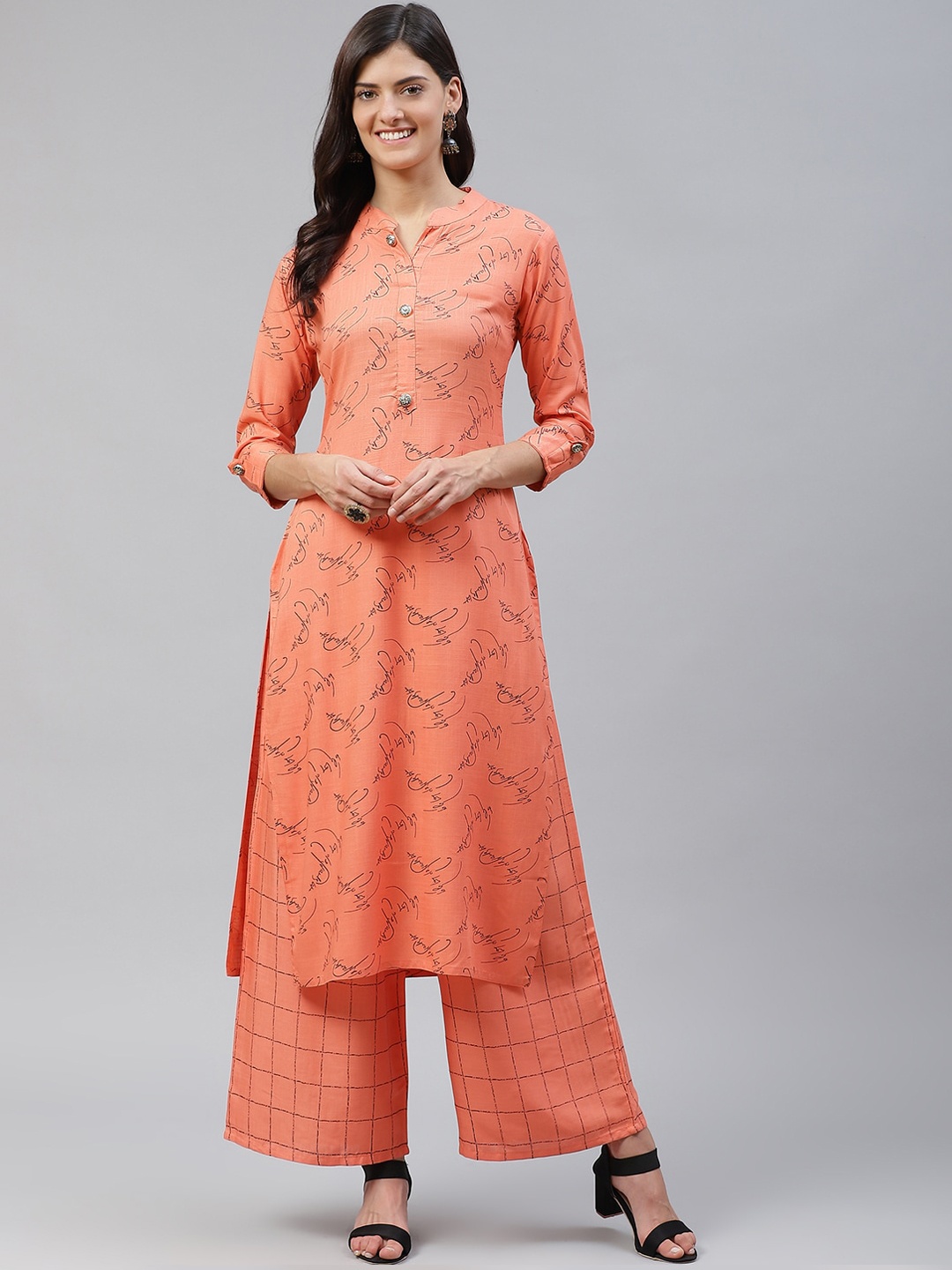 

HIGHLIGHT FASHION EXPORT Women Orange Printed Kurta with Palazzos