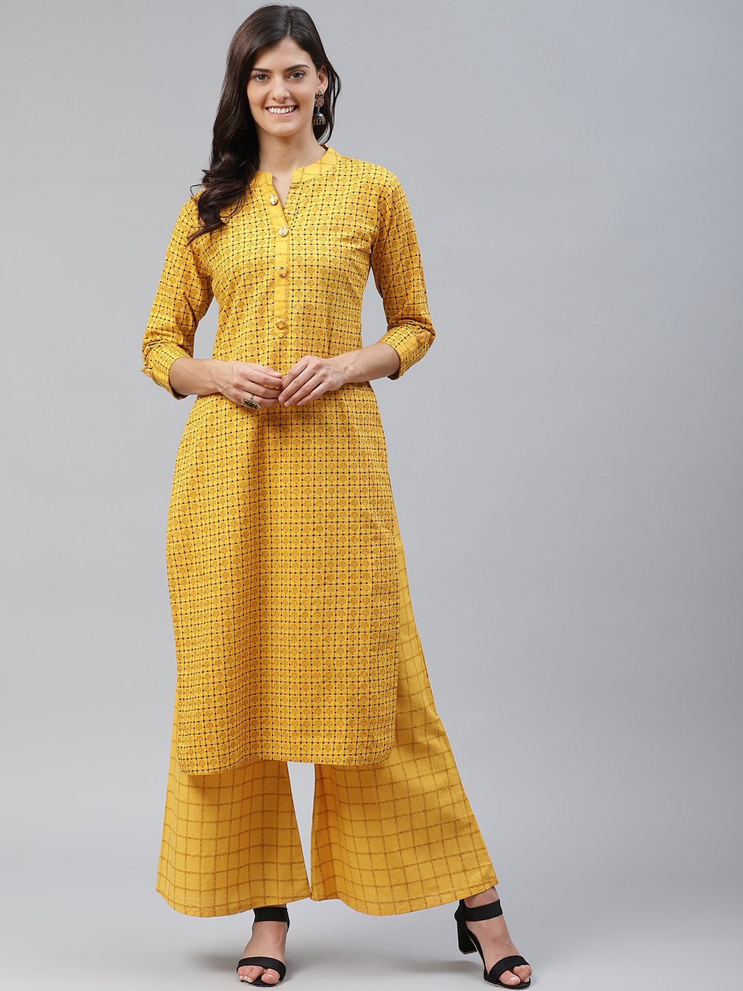 

HIGHLIGHT FASHION EXPORT Women Yellow Printed Kurta with Palazzos