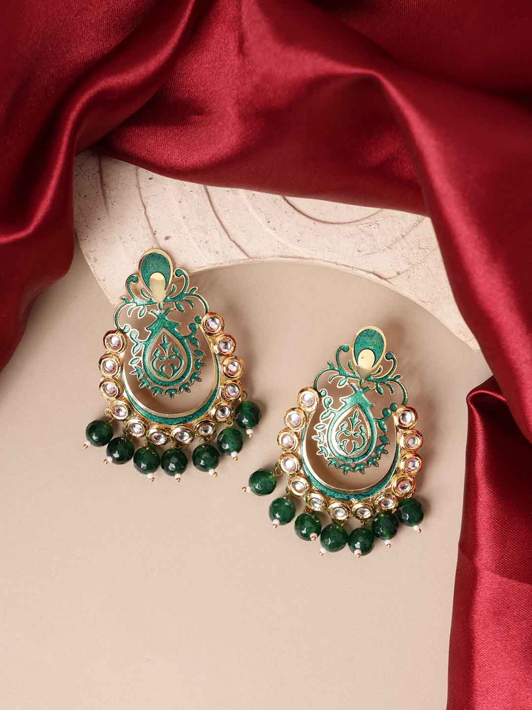 

PANASH Gold-Toned Crescent Shaped Chandbalis Earrings