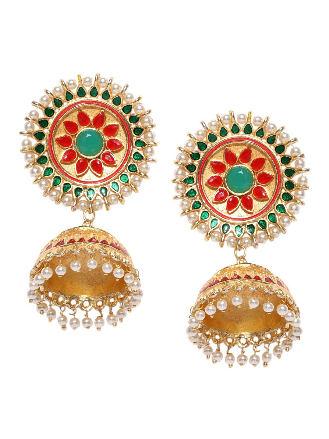 

PANASH Women Gold-Toned Dome Shaped Jhumkas Earrings