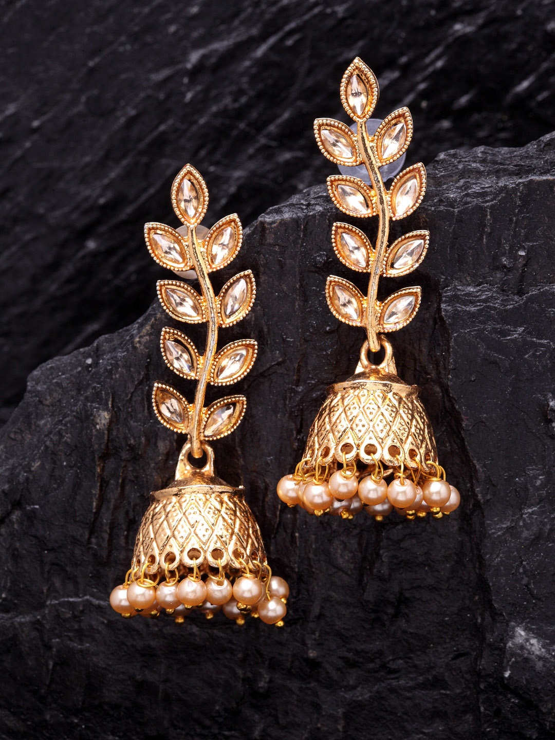 

PANASH Gold-Plated Dome Shaped Jhumkas Earrings