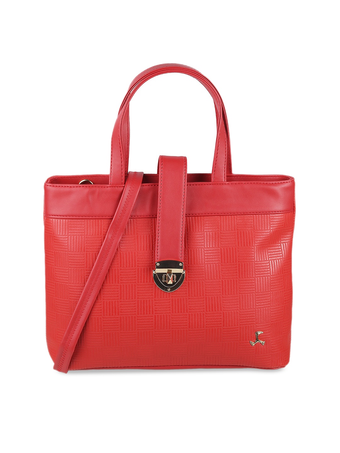 

Mochi Red PU Structured Handheld Bag with Quilted