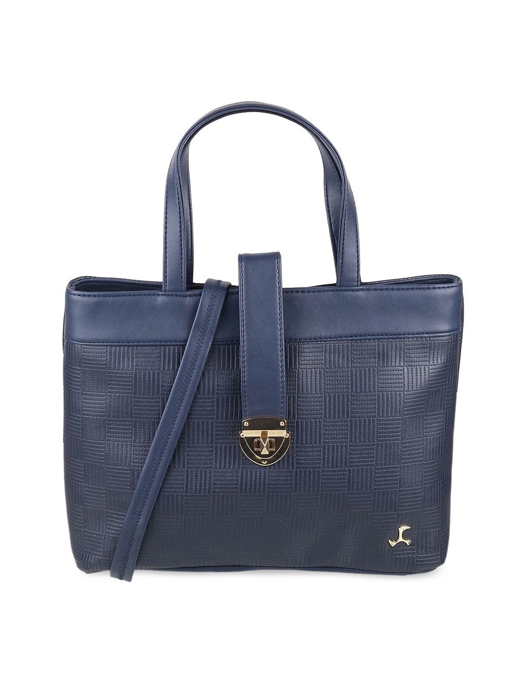 

Mochi Blue Textured PU Structured Handheld Bag