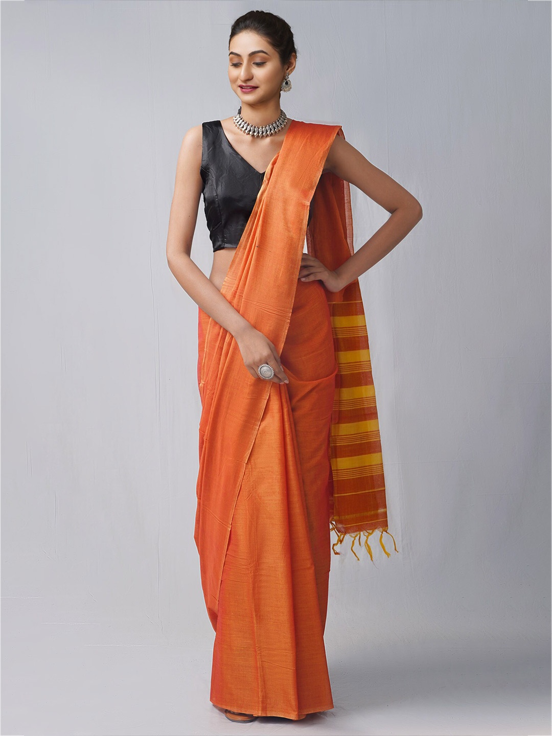 

Unnati Silks Orange & Yellow Pure Cotton Narayan Peth Saree
