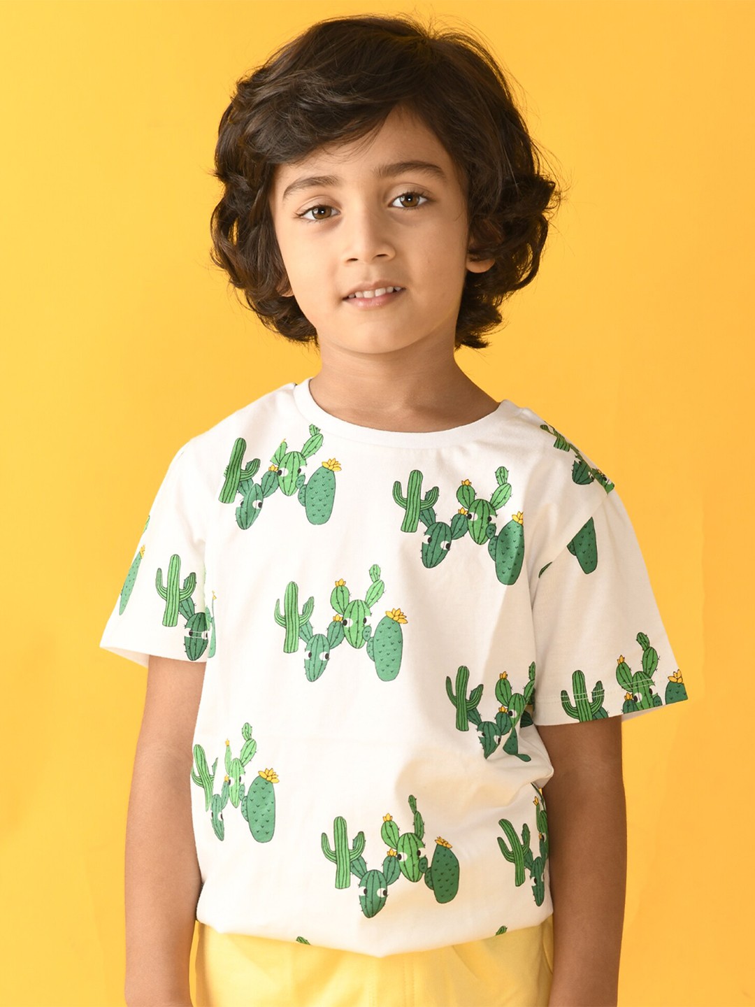 

Anthrilo Boys White & Green Printed T-shirt